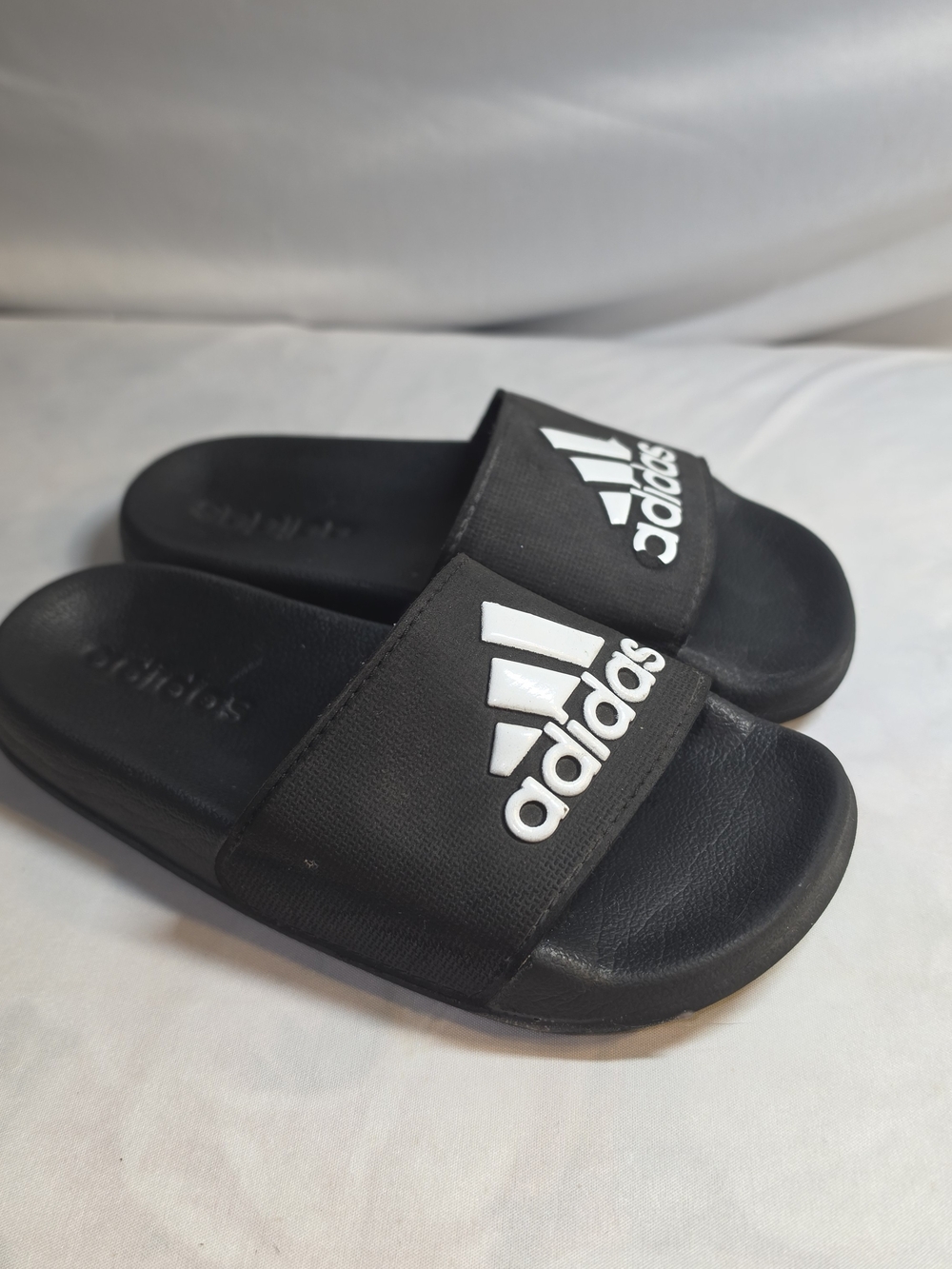 adidas Black Slides with White Logo